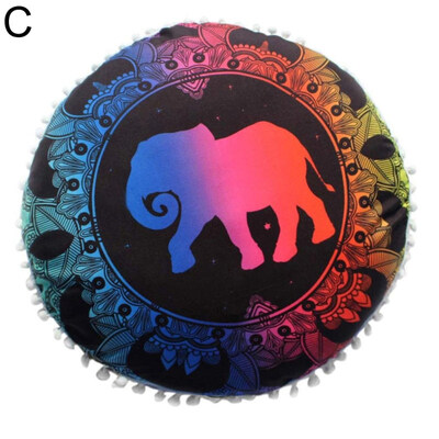 

Bohemian Round Mandala Elephant Pillow Case Cushion Cover Sofa Bedroom Car Decor