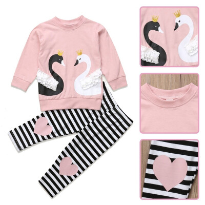 

2PCS Toddler Newborn Baby Girl Tops T-shirt Sweatshirt Long Pants Outfits