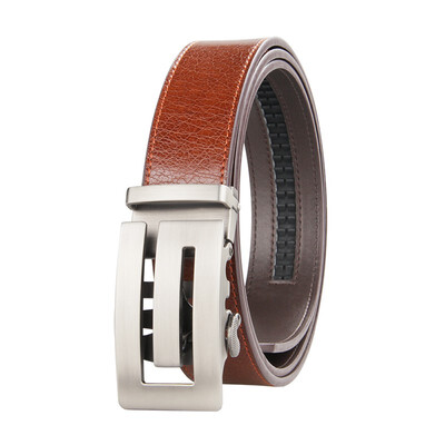 

BPSTAR Mens Automatic Buckle Genuine Leather Mens Ratchet Holeless Belt Business High Quality Mens Real Belt for Pants
