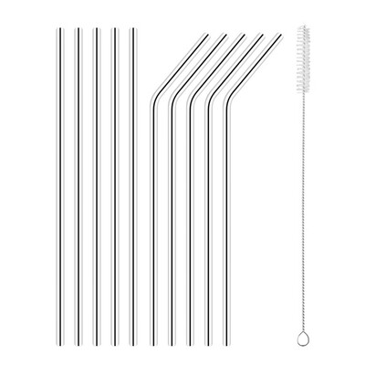 

Stainless Steel Straw Set Reusable Drinking Straws Portable for Tumbler with Cleaning Brush