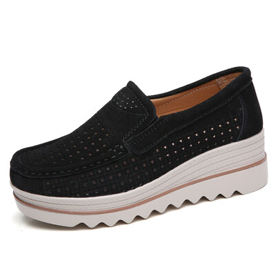

LZJ 2019 Spring women flats shoes platform sneakers shoes leather suede casual shoes slip on flats heels creepers moccasins 3088