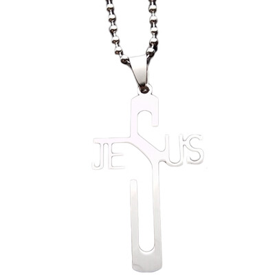 

Charm Silver Christian Symbol Coopper Chain Jesus Cross Pendant Necklace Stainless Steel