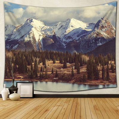 

Gobestart Wall Hanging Tapestry Snowy Blue Sky Lake Nature Home Decorations 60 x 60 inch