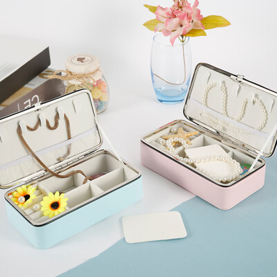 

Portable Jewelry Box Organizer Travel Leather Jewellery Ornaments Case Storage
