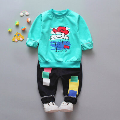 

Spring Autumn Children Sportswear Set Baby Girls Boy Adorable Cartoon Alphabet Print Tops Blouse Trousers Sport Outfits Clo