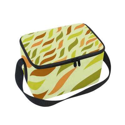 

ALAZA Insulated Lunch Box Wave Leaves Lunch Bag for Men Women Portable Tote Bag Cooler Bag