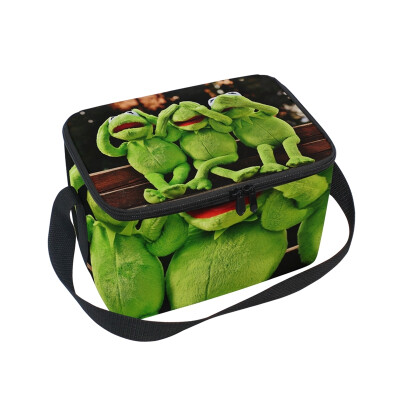 

ALAZA Lunch Box Flower Cute Green Frog Insulated Lunch Bag Large Cooler Tote Bagfor Men Women