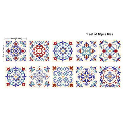 

10pcs Diy Tiles Stickers 3d Retro Vintage Flowers Bathroom Kitchen Toilet Decoration Wall Stickers Waterproof Pvc Decals Sticker