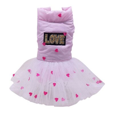 

Pet Dog Dress With LOVE Letter Prints Dog Girls Fancy Dress Love Hearts Autumn Winter Funny Party Dress Up Warm Clothes