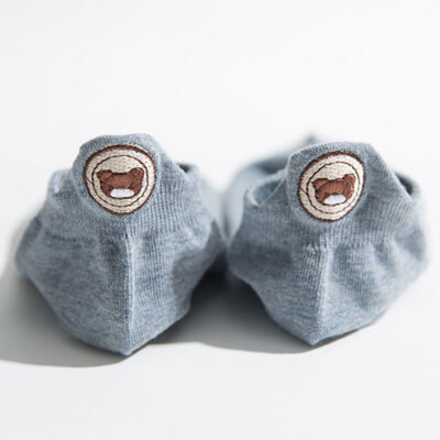 

10 Color Ladies Kawaii Boat Socks Cartoon Bear Embroidery Women Autumn Socks Slippers Low To Help