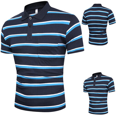 

Toponeto Mens Summer Slim Fit Turn-down Collar Shirt Short Sleeve Pocket Top Blouse