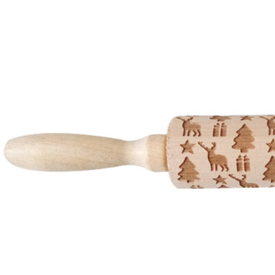 

Christmas Rolling Pin Wooden Christmas Embossing Rolling Pins Dough Stick Noodle Biscuit Baking Pastry Tool New Year Decoration