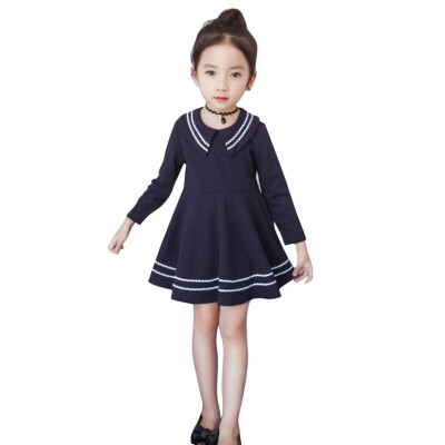 

3-12Y Baby Girls Princess Dresses Striped Print Long Sleeve Dress Autumn Casual Kids Toddler Children\s Clothing