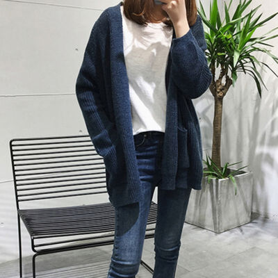 

Women Sweaters Fashion Autumn Cardigans Knitted SweaterCasual Solid Color Loose Pocket Open Stitch Tops