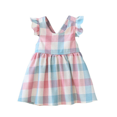 

Summer Children Patchwork Clothes Baby Girl Clothes Color Plaid Kids Dress Fashion Girls Dresses