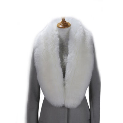 

1 Pcs Women Plus Size Warm Shawl Winter Imitation Fox Fur Collar Slim Solid Color Long Shawl