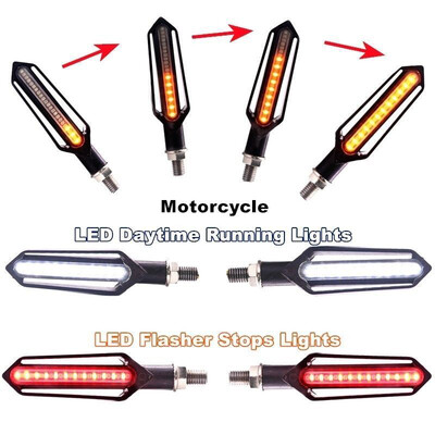

4x Sequential Flowing LED Motorcycle Turn Signal Indicator Lights DRL Brake Lamp