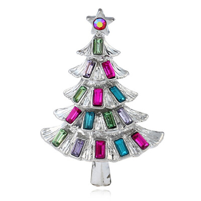 

Retro Crystal Christmas Tree Exquisite Women Lady Gift Beautiful Brooch Ornament