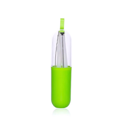 

Reusable Telescopic Foldable Silicone Drinking Straws Set With Transparent Plastic Box