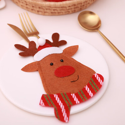 

Toponeto 2PC Xmas Decor Tableware Set Bag Holder Christmas Dinner Table Layout Supplies