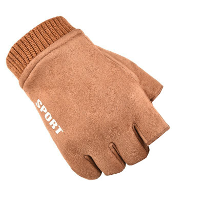 

1 Pair of Cycling Gloves Unisex Suede Fingerless Cold Resistant Motorcycle Riding Outdoor Sports Breathable Gloves