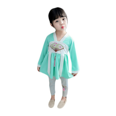 

Autumn Baby Girls Embroidery Pattern Long Sleeve T-shirt Blouse Trousers Casual Outfits New