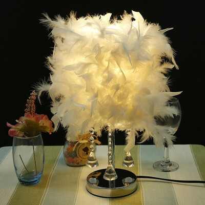 

Feather Crystal Table Lamp Light Bedside Reading Room Sitting Room Table Lamp Light