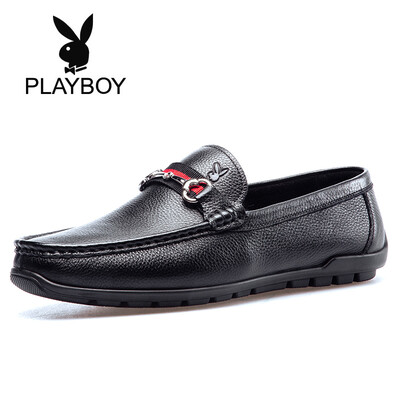 

Playboy PLAYBOY mens business casual buckle soft set foot leather one foot peas shoes men D440005WA9 black 44