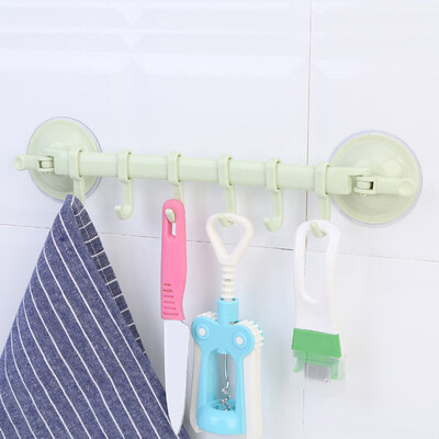 

JPGIF Wall Vacuum Rack Suction Cup 6 Hooks Towel Bathroom Kitchen Holder Sucker Beige