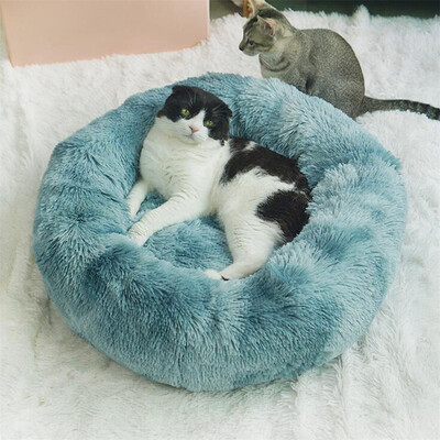

Gobestart Dog Round Cat Winter Warm Sleeping Bag Long Plush Soft Pet Bed Calming Bed