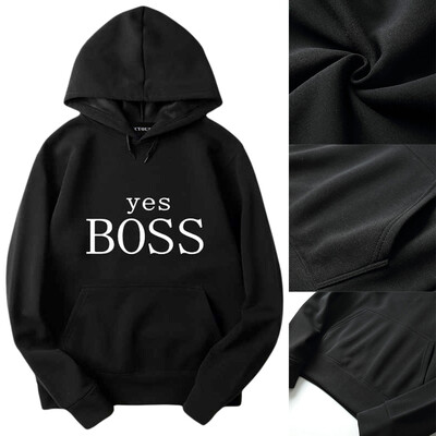 

New Autumn Winter Fashion Women Causal Long Sleeve Hoodie Yes Boss Letter Printed Hooded Sweatshirt Pullover Tops