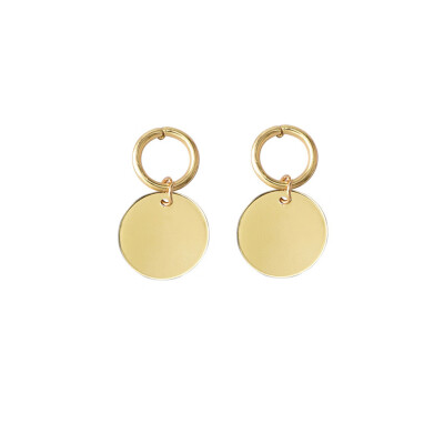 

1 Pair Women Round Pendants Earrings Girls Personalized Alloy Golden Ear Clip Pin Jewelry Gift