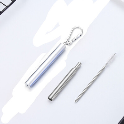 

Reusable Metal Telescopic Drinking StrawsBrush Travel Foldable Portable Straws