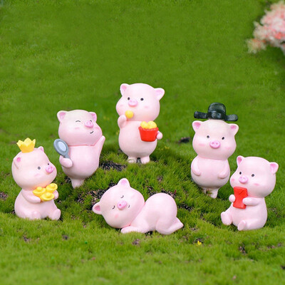 

12Pcs Pet Healing Super Cute Little Pig Micro Landscape Plant Resin Crafts Artificial Figurine Fairy Garden Miniatures