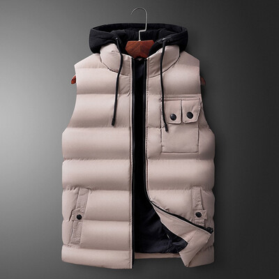 

Toponeto New Fashion Men Autumn Winter Hooded Solid Outwear Vest Jacket Tops Blouse