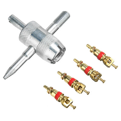 

5pcsset Car Bike 4 Way Tire Valve Repair Tool Set Bicycle Wheel Valve Remover Valve Stem Cores Kit