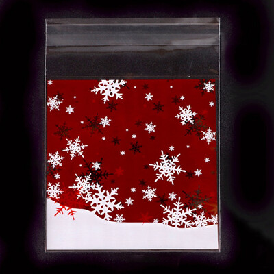 

100Pcs Christmas Bag Santa Claus Cellophane Gift Cookie Candy Self Adhesive Candy Gifts Bag 7X73Cm