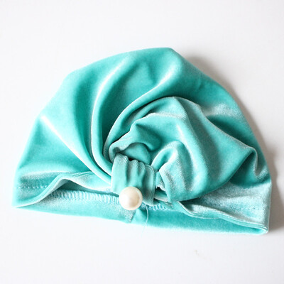 

Baby Girls Cap Solid Fitted Baby Hat With knotted pearl For Kids Newborn Girl