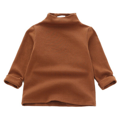 

Warm Children Girls Fashion Casual All-match Solid Color Long Sleeves Turtleneck Cotton Bottoming Shirt