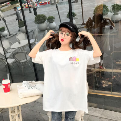 

Summer Three Ice Creams Tops Korean Cartoon T Shirt for Women BF Tees Top Female Loose Cute Female Casual T-shirts