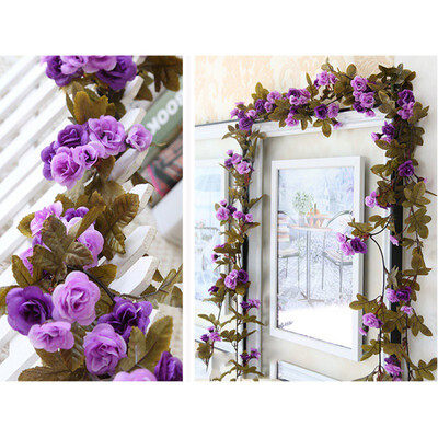 

Durable Simulation Rose Flower Rattan European Style Retro Small Rose Wedding Decoration Wall Hanging