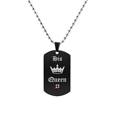 

2019 Her King And His Queen Necklaces Pendants Titanium Couple Gold Color Necklace Stainless Steel Suspension Gifts