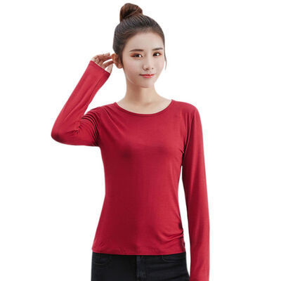

Hot sale Autumn Women tshirt Slim Fit Thin O-neck Loose Long Sleeve Streetwear T-shirt ladies Top Casual bottoming shirt
