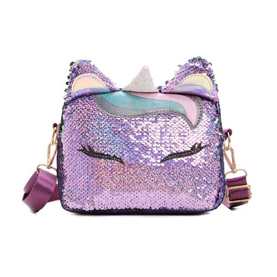 

Lovely Unicorn Shiny Reversible Sequins Mini Handbag Girls School Travel Shoulder Bags