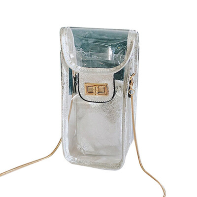 

2PcsSet Women Transparent PVC Twist Lock Crossbody Shoulder Bag Phone Holder