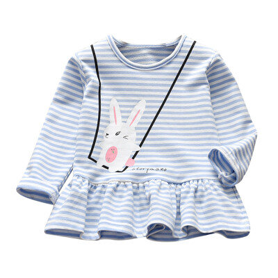 

Cute Baby Girls Princess Dresses Children Long Sleeve Striped Cartoon Print Dress Kids Pageant Party Dress1-6y 2019 Autumn