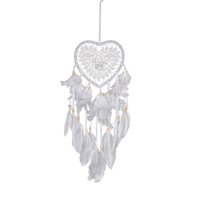 

Handmade Bohemian Dreamcatcher Heart Shape with Feather Simple Home Wall Hanging Decorations