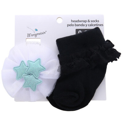 

Newborn baby girl socks hair band 2PCS fashion crown flower cotton baby girl socks birthday cute baby girl socks set