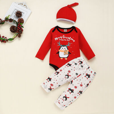

Toddler Baby Girls Boys Christmas Romper Bodysuit Hat Pants Outfit Clothes 0-24M