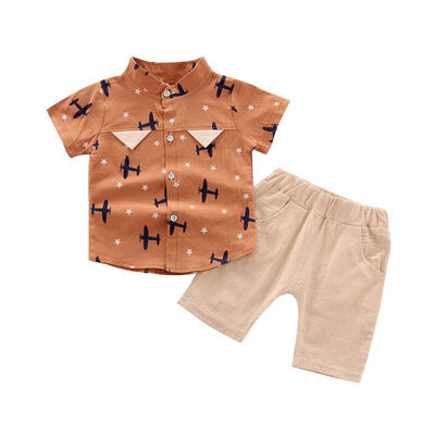 

Summer Children clothes Baby Boys clothes Casual Short Sleeve Aircraft Print T-shirt TopsShorts Costume Set